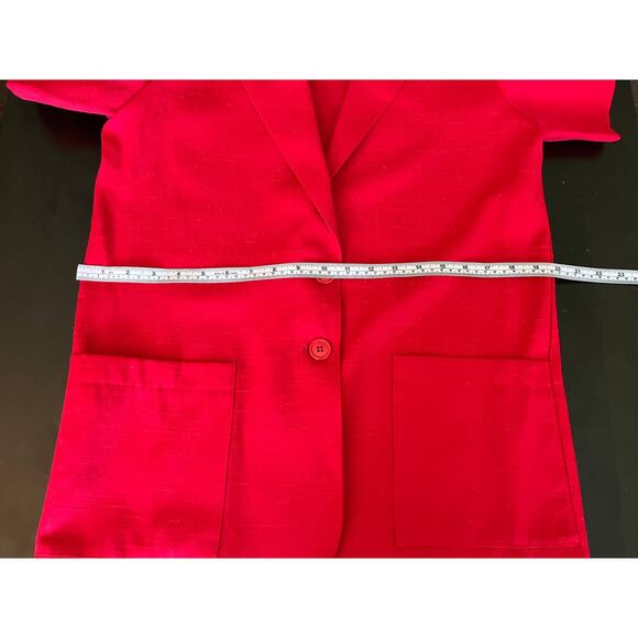 Vintage Briggs 90s Short Sleeve Red V Neck 2 Button Blazer Sz10 - Picture 5 of 12
